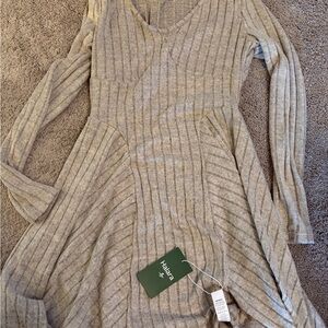 NWT HALARA Beige Ribbed Dress XS